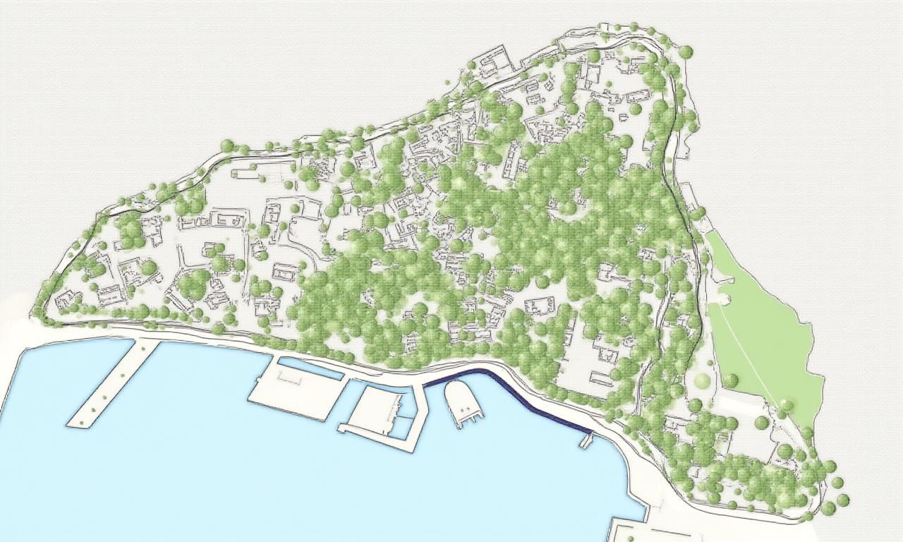 Carte de planification urbaine stylisée pour un projet immobilier